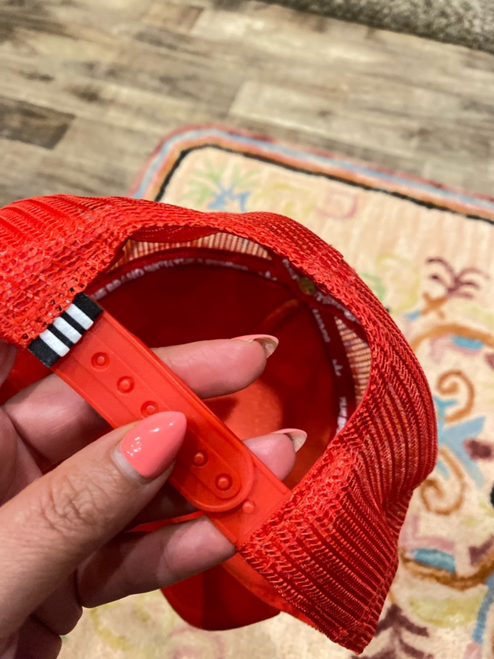 adidas Men's Trucker Hat Red White Adjustable Mesh Back Casual One Size - Picture 4 of 9